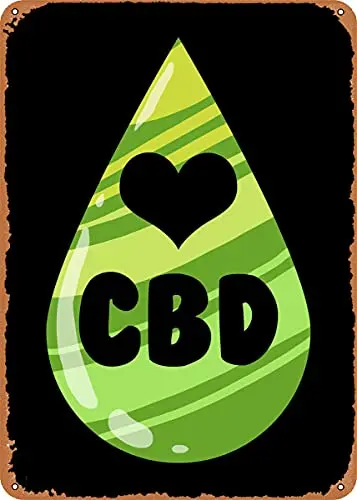 

CBD масляные капли сердце винтажный вид металлический знак патент художественные принты Ретро подарок 8x12 дюймов