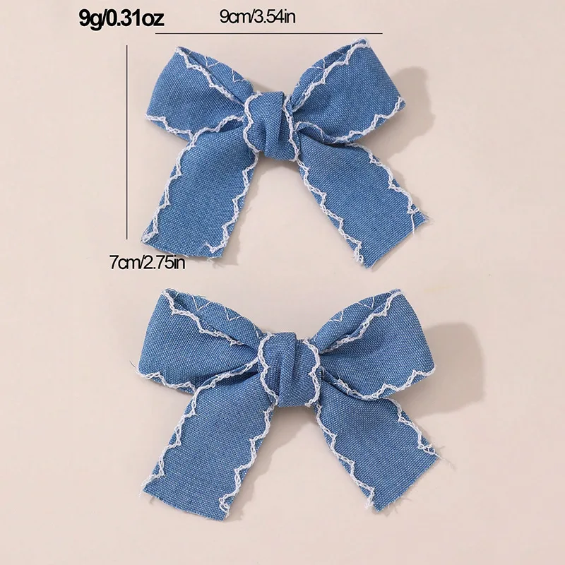 2/8 Stück/Set Star Denim Bow Haarspangen – Alligator-Clips für doppelte Pferdeschwänze, ein süßes und vielseitiges Alltagsaccessoire. – Detail 3