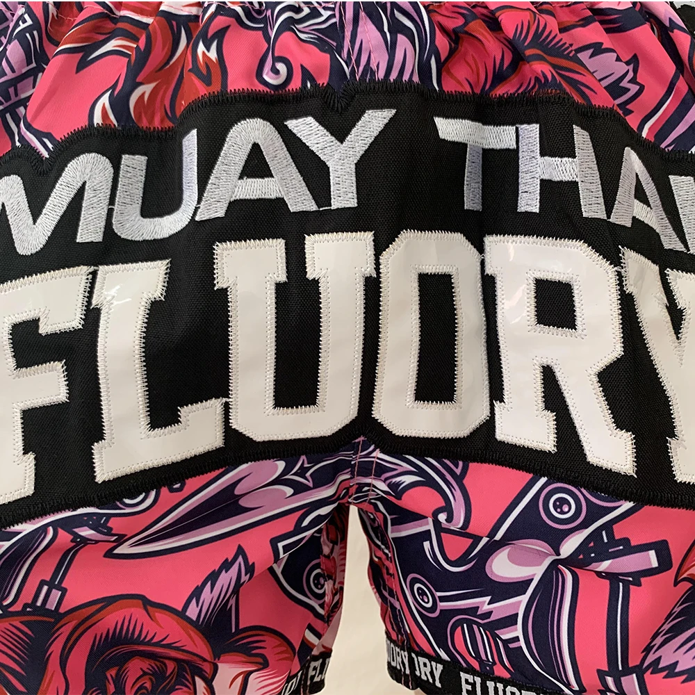 FLUORY MTSF90 MMA Fighting Muay Thai Shorts Boxeo Boxer Training Sports Kick Boxing Fitness Athletic Pants For Kid mma shorts