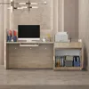 FAMAPY Reception Desk with Drawer & Cabinet, Counter with Keyboard Tray, Reception Desks 3