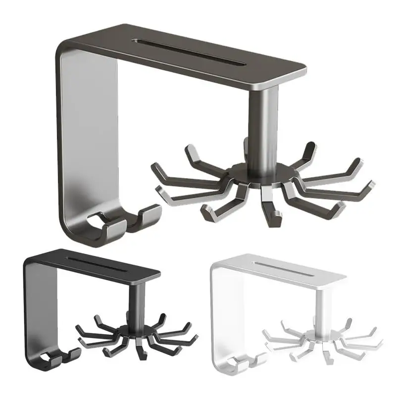 

360 Degrees Rotated Kitchen Hooks Self Adhesive 10 Hooks Wall Door Hook Handbag Clothes Ties Bag Home Hanging Rack