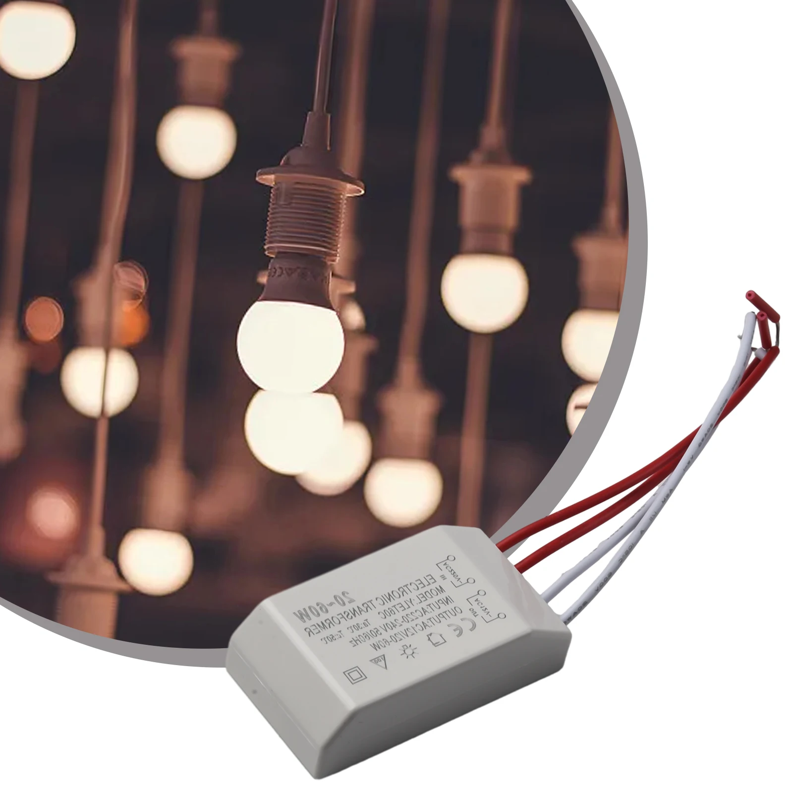20-60W 220V To AC12V LED Lamp Light Electronic Transformer Adapter Quality Adapter Chandeliers Home Light Office LED Replacement