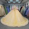 Light Yellow Quinceanera Dresses Ball Gown Flowers Gold Party Dresses Pearls Lace vestidos de fiesta Customized 1334 2