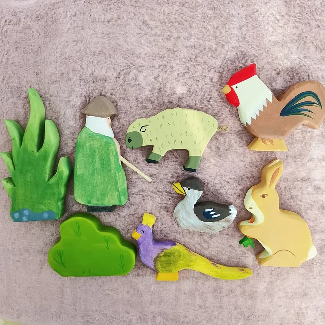 Wooden Handcraft Large Animals Toys For Kids Handmade Figure Cognition Montessori Early Educational Toys For Children jouets 4