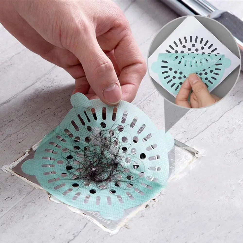 

10pcs Disposable Bathroom Sewer Outfall Sink Drain Hair Strainer Stopper Filter Sticker Kitchen Supplies Anti-Blocking Strainer