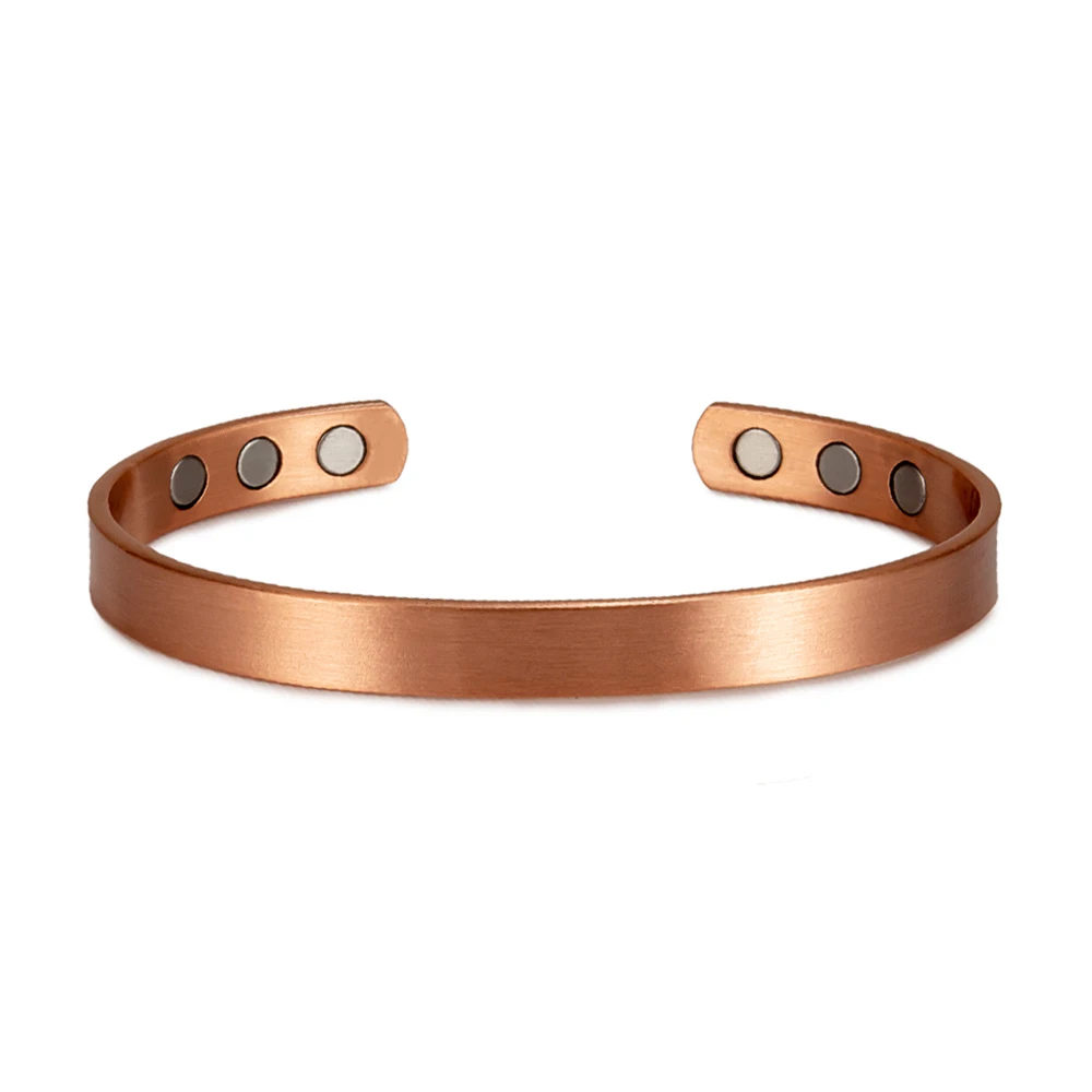 Braccialetti magnetici opachi Meathly per donne e uomini in puro rame, grandi dimensioni, polsini aperti, regolabili, energia per la salute, magneti, braccialetti, gioielli_voghion.com