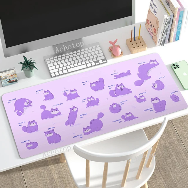 Tapete De Rato Grande Jogo Kawaii Gato Mouse Pad Fofo Composto