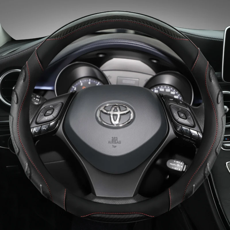 

Кожаные аксессуары из углеродного волокна для Toyota чехол рулевого колеса автомобиля CHR 2017 2020 2021 2022 Izoa 2018 2019 2021, автомобильные аксессуары