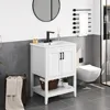 24" Bathroom Vanity with Sink, Sink Cabinet with Rectangular Ceramic Basin, Vanities Cabinet with 2 Doors and 1 Open Shelf,White 1