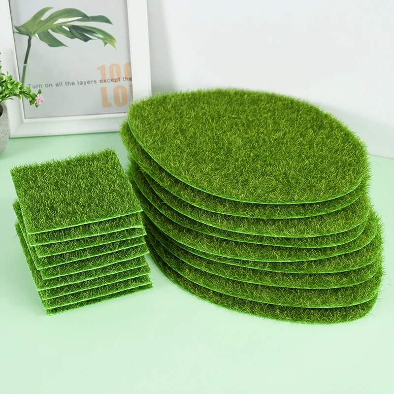 4/2Pcs Artificial Grass Mat Gardening Turf Lawn Synthetic Fake Grass Carpetfaux Micro-landscape DIY Flocking Rug 26/10 cm