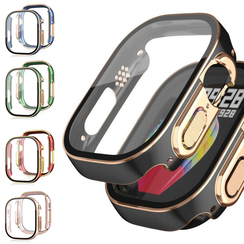 Vetro Temperato + Custodia Per Apple Watch Ultra 49Mm Pellicola Proteggi Schermo Integrata + Cover Per Pc Per Apple Watch Band Ultra 2 Accessori