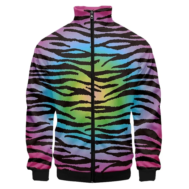 thumbnail image 1 of Chaqueta con cremallera y estampado de leopardo para hombre, moda 3D, manga larga, informal, holgada, estilo Harajuku, con solapa, abrigo de calle, 1 of 5