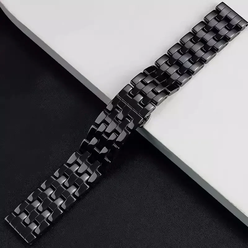 20mm Ceramic Strap For Huawei Watch GT 3 Pro 43mm,White / Black Ceramic Watchband For Huawei Watch GT3 GT 2 42mm Watch Wristband