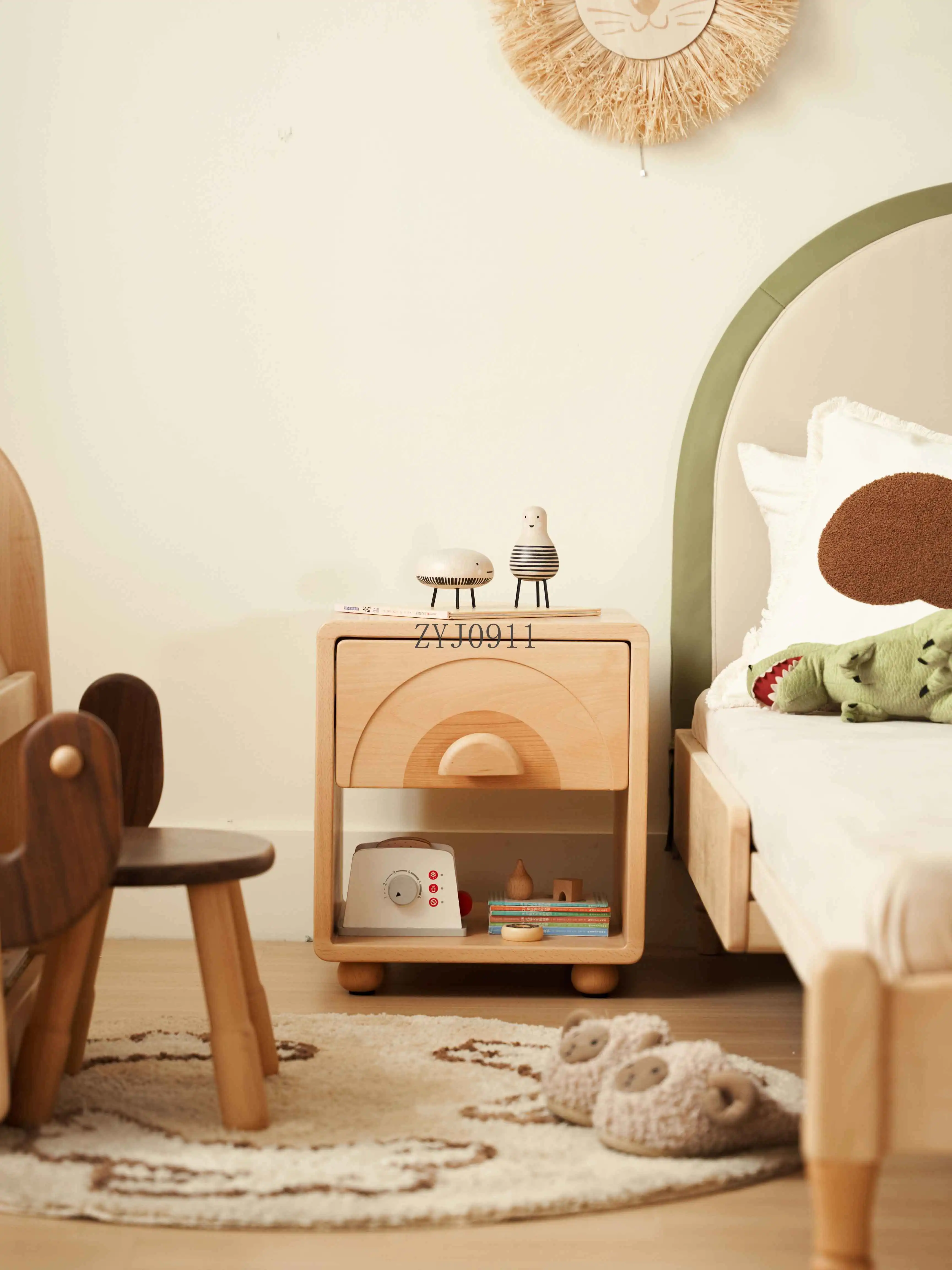 *children bedside cupboard kids bedside table with drawer solid wood baby cabinet