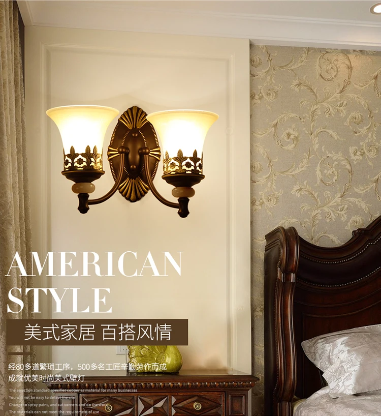 Description Picture 3 of itemAmerican Style Wall Lamp Retro Garden Wall Sconce Led Lights Bedroom Bedside Lamp Rural Creative Aisle Iron Indoor Lighting