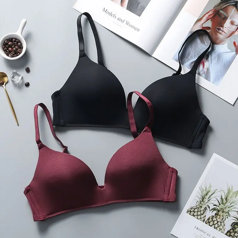 Thin Clothes Wireless Bra Small Chest Push up One Piece Cosy Girl Japanese High School Students Seamless Underwear for Women 2