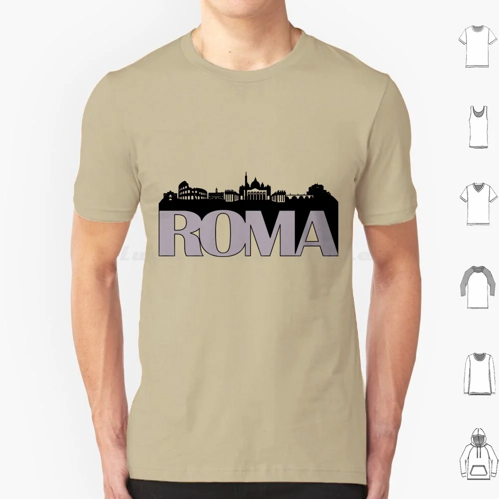 Roma Skyline T Shirt 6Xl Cotton Cool Tee Roma Italia Italia Skyline Sky Line Sky Line Building Buildings Colosseo Coliseum