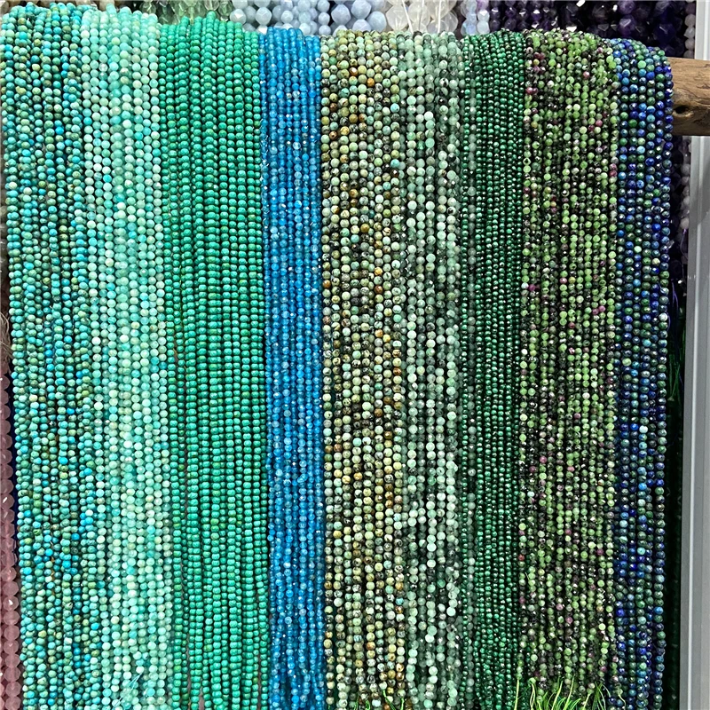 주얼리 제작용 마이크로 면 비즈, 천연석, 에메랄드 그린, 2 3 mm 스페이서, 느슨한 비즈, 목걸이, DIY 팔찌
