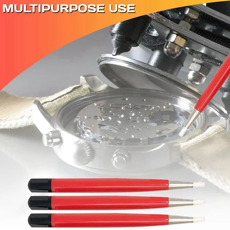 3Pcs Red Fiber Pen Watch Repair Tool Watch Rust Removal Brush Pen Watch Repair Tool useful durable hot sale new practical brass wire brush end wire brushes for drill rust removal tool 3pcs 6mm shank crimp cup set