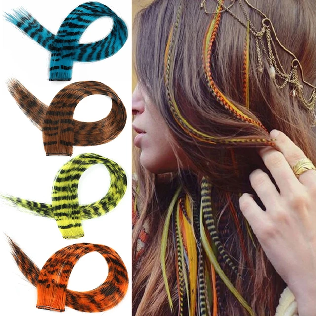 AZQUEEN synthesis Long Hair Feathers Extension Kit Rooster Feathers Feather  Hair Extensions in Green and Red by Feather hair - AliExpress