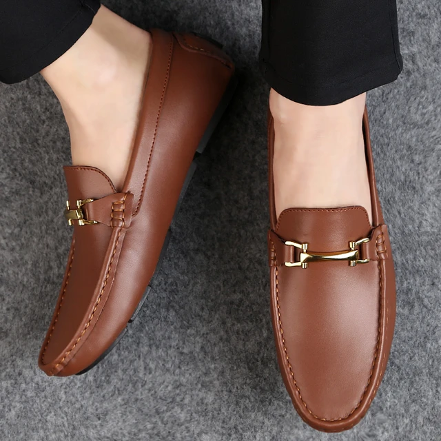 Zapatos náuticos de cuero para mocasines clásicos sin cordones, informales, de marca de
