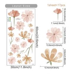 Boho Watercolor Floral Wall Art Decals (SL6242AB)