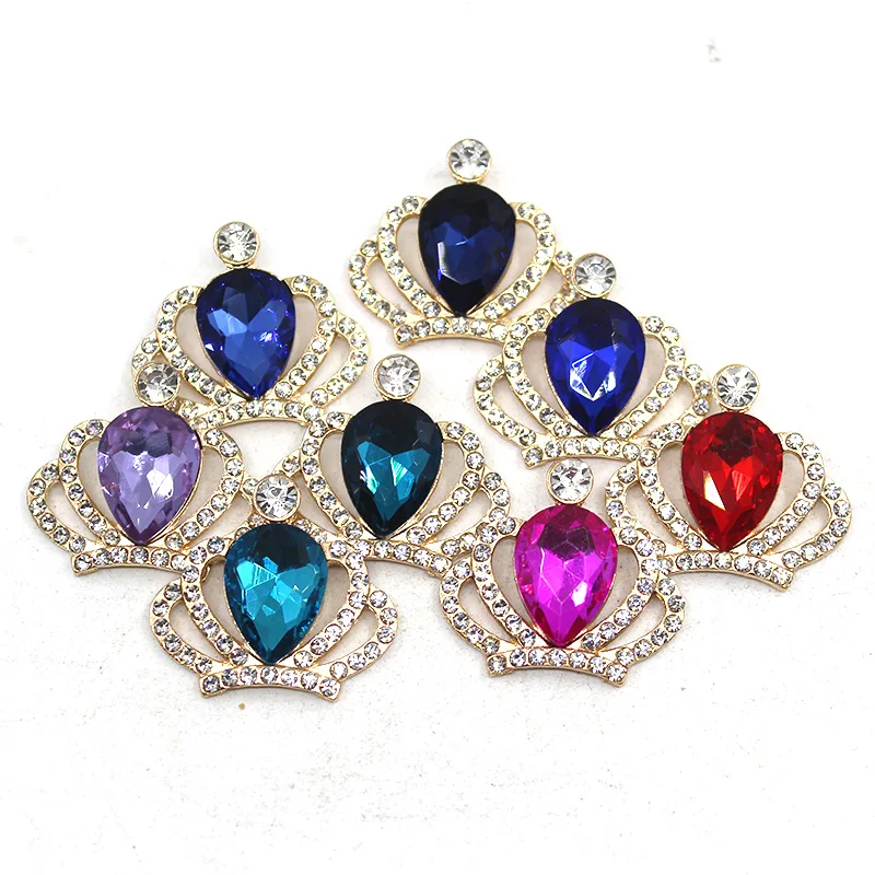 New 5pc Alloy Flatback Gold Princess Crown AB Color Crystal Rhinestone Decor Wedding Birthday Party DIY Diamante Scrapbooking