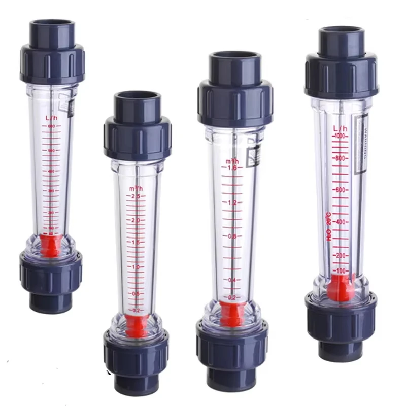 1pcs Plastic float flowmeter water processor liquid water flow meter rotor flowmeter UPVC pipeline socket type