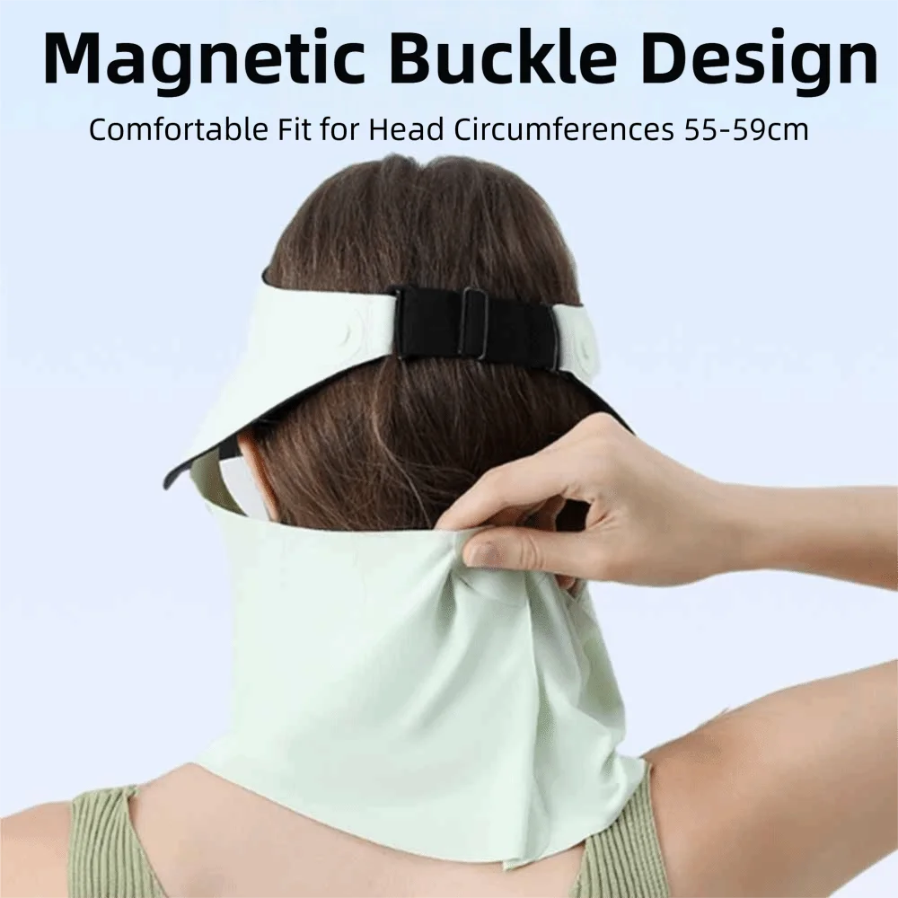 Hollow Top Large Brim Sun Hat Magnetic Lightweight Ice Silk Face Cover UV Protection Detachable Full Face Mask Beach Activities