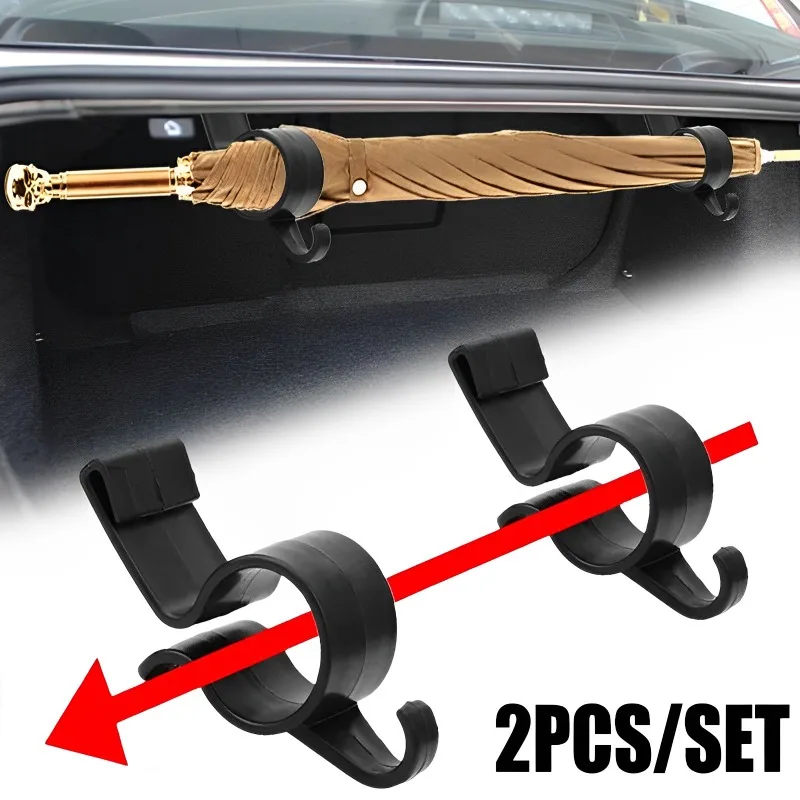2pcs Car Umbrella Holder Car Trunk Hook Umbrella Mount Plant Towel Hook Auto Accessories, Universal Internal Storage Organizer