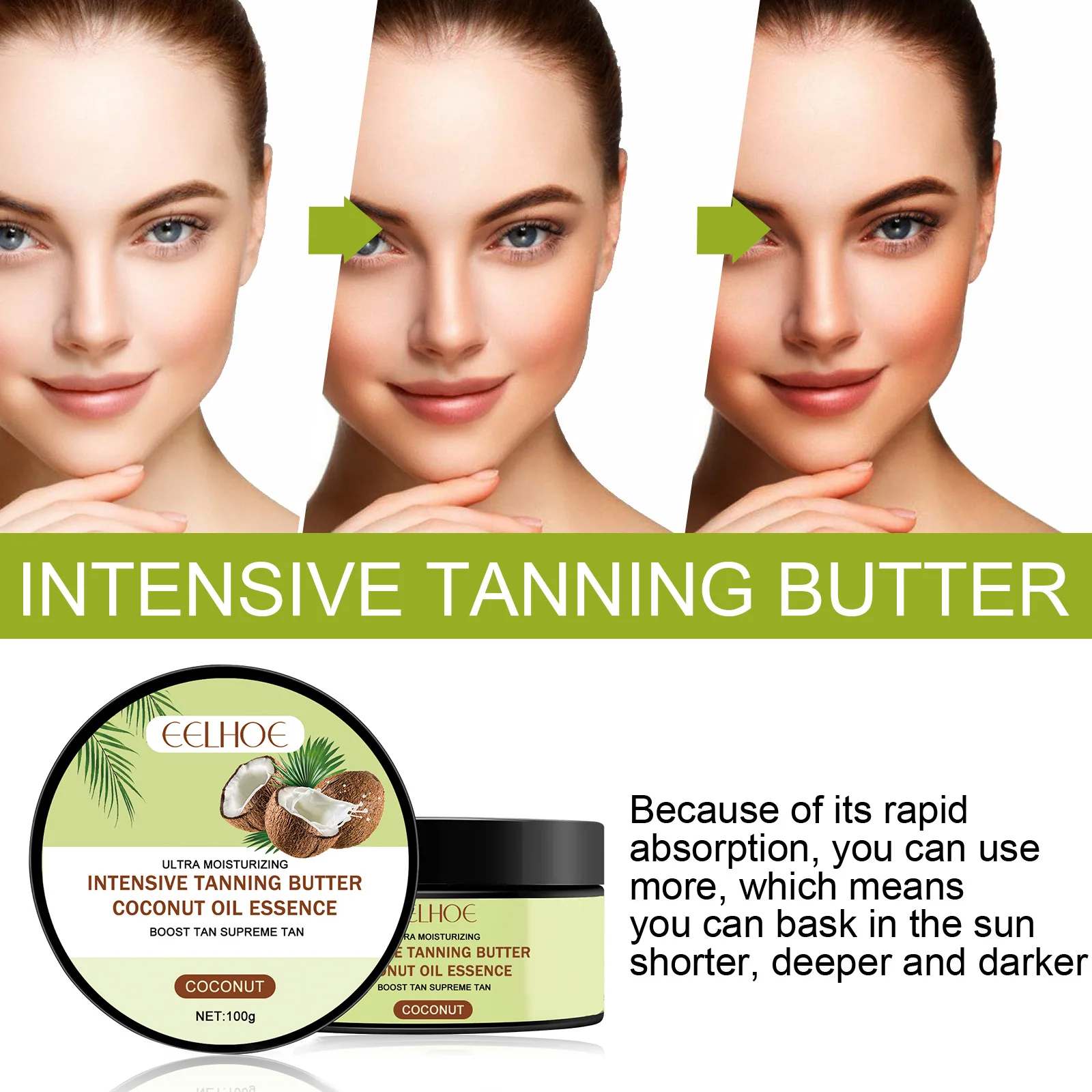 Sunless coconut Tanning Self Tan Organic Tanner Long Lasting cream Natural Tan Mousse Body Spray Natural Fake Beach