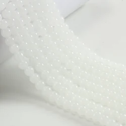 Light Lake Blue Glass Beads for Jewelry Making and Crafts, 8mm Round Beads (Bulk Pack) (White)