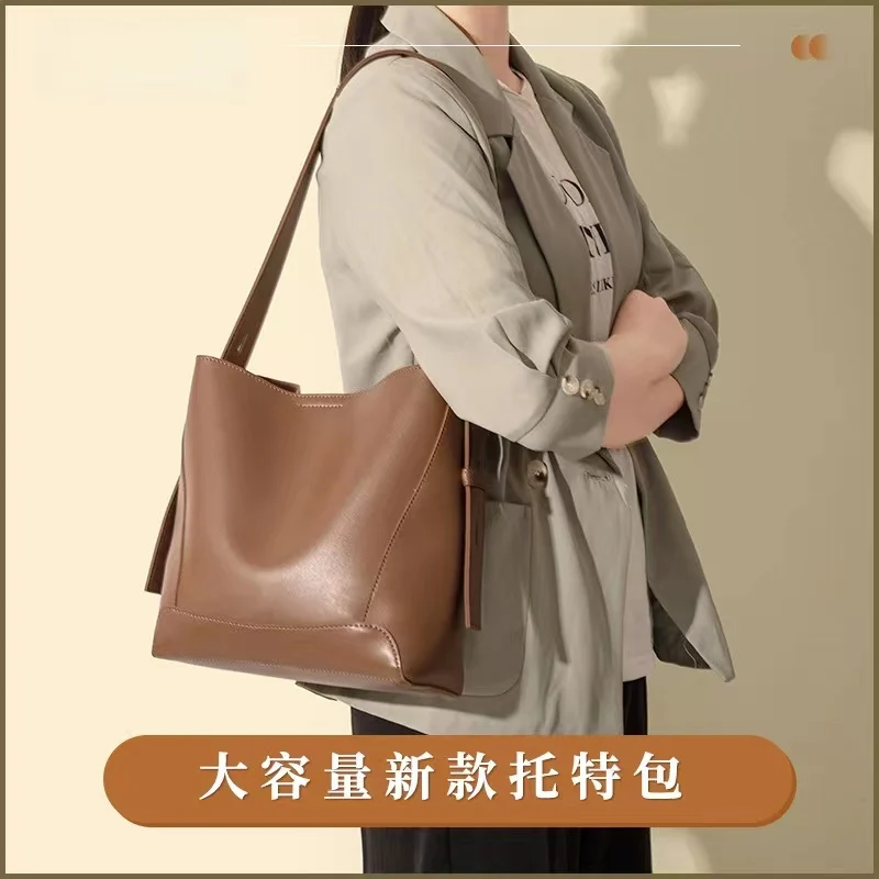 

Women Shoulder Bag Large Capacity Totes Leather Bucket Lady Messenger Bag Arm Bags Vogue Simple Solid Handbag 4 colors