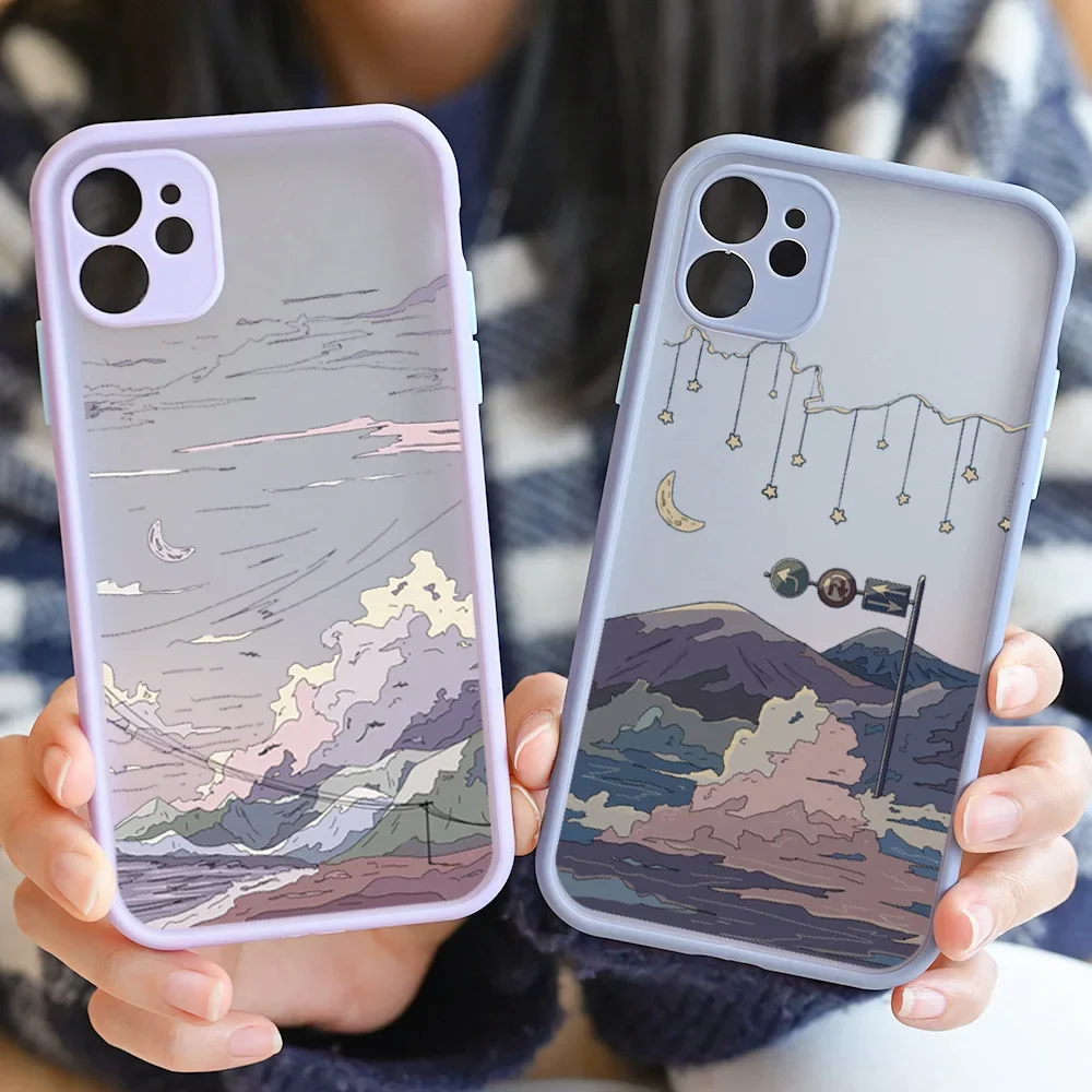 Anime Landscape Hard Matte Phone Case | Scenic Design Protective Cover