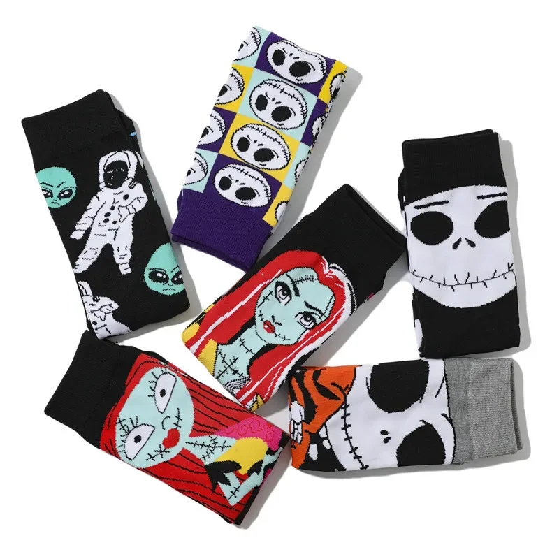 

Disney The Nightmare Before Christmas Cotton Stockings Cartoon Jack Skellington Sally Trend Tube Stockings for Christmas Gifts