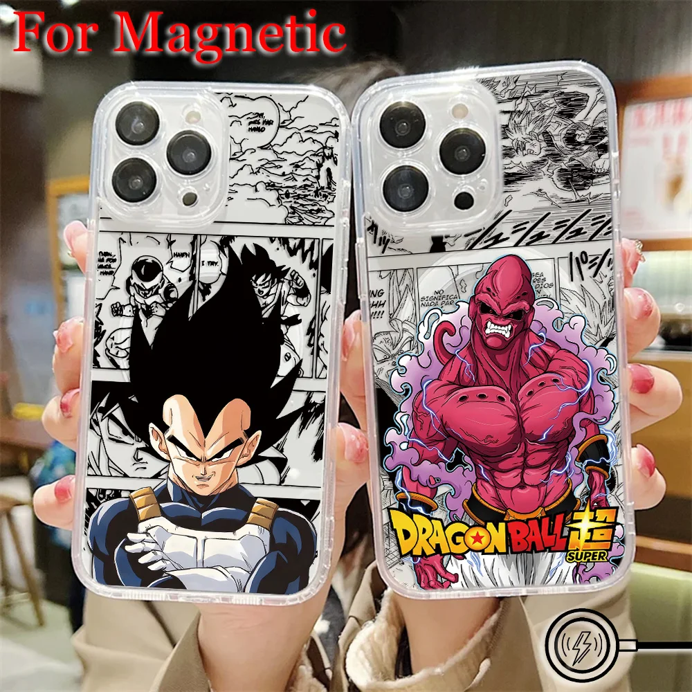 Magnetische Handyhülle für iPhone 17 16 15 14 13 12 11 8 7 Air Plus Pro Max X XR XSMax Transparente TPU Cool Goku Anime Dragon Ball