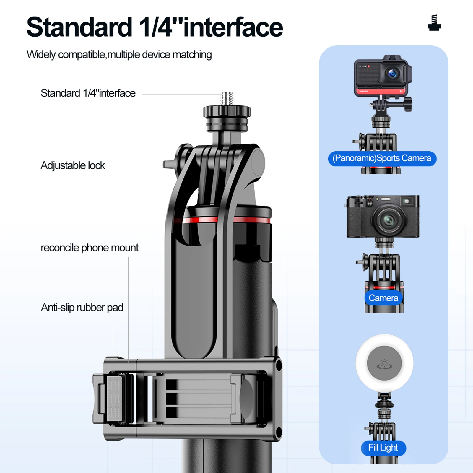 확장형 셀카봉 삼각대, 1/4 인치 나사, 분리형 전화 클립, 원격 셔터, 브이로그 셀카 라이브 스트리밍용, 131cm