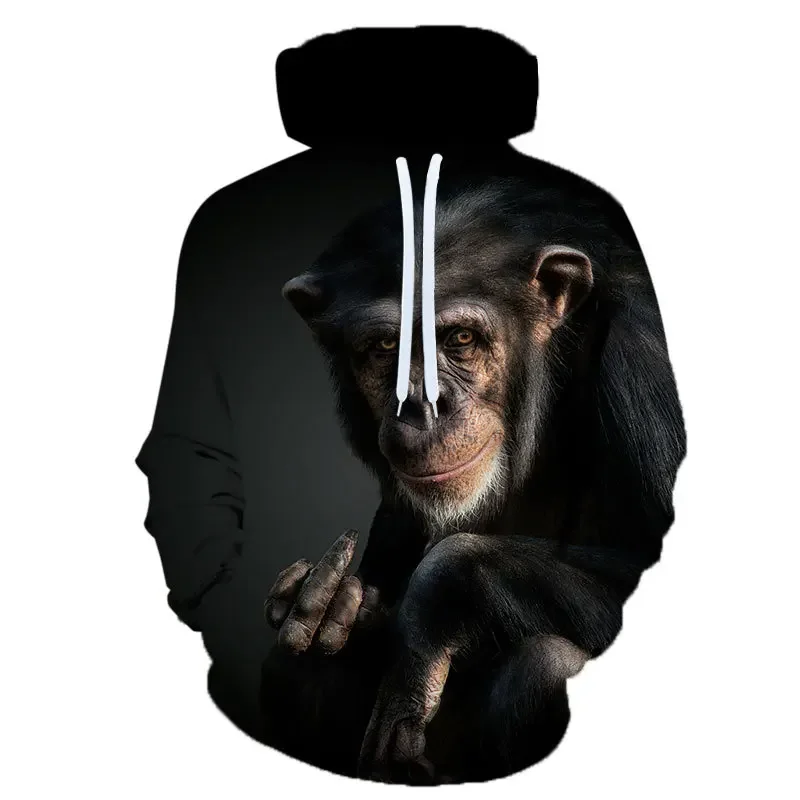 Unisex 3D Fierce Gorilla Series Printed Men's Hooded Pullover Casual Fashion Hip Hop Sports Street Autumn/Winter ClothingSweater