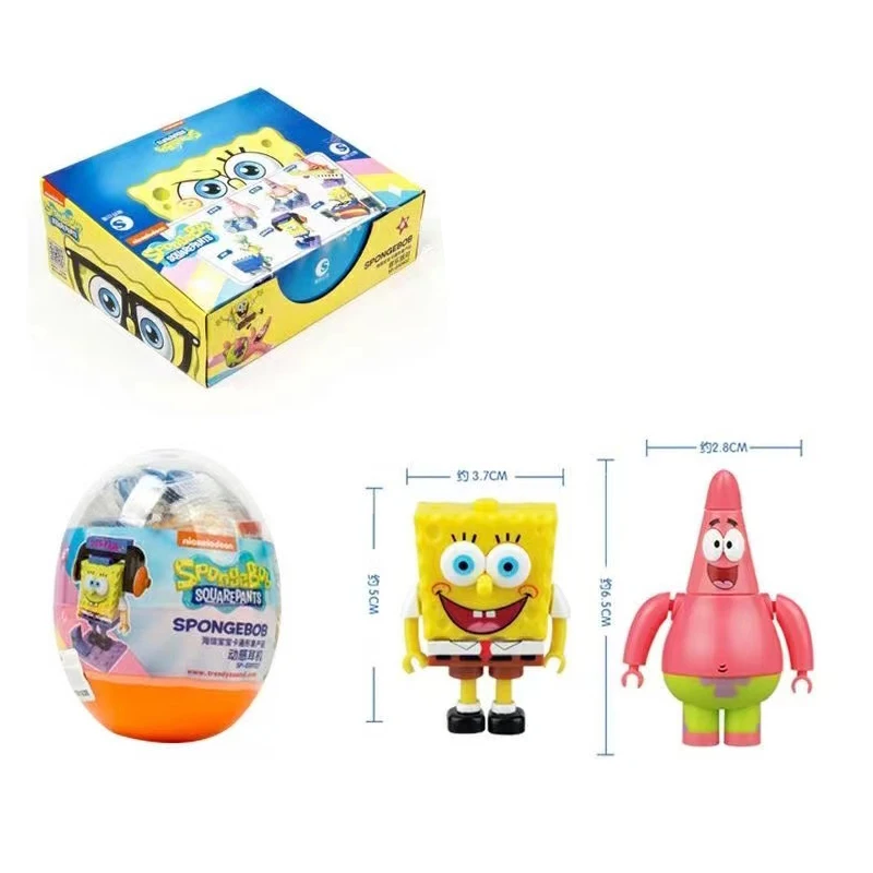 6pcs SpongeBob SquarePants Assemble Building Blocks Mini wist Egg Pie Star Crab Boss Concert Model Ornament Children's Gift Toys