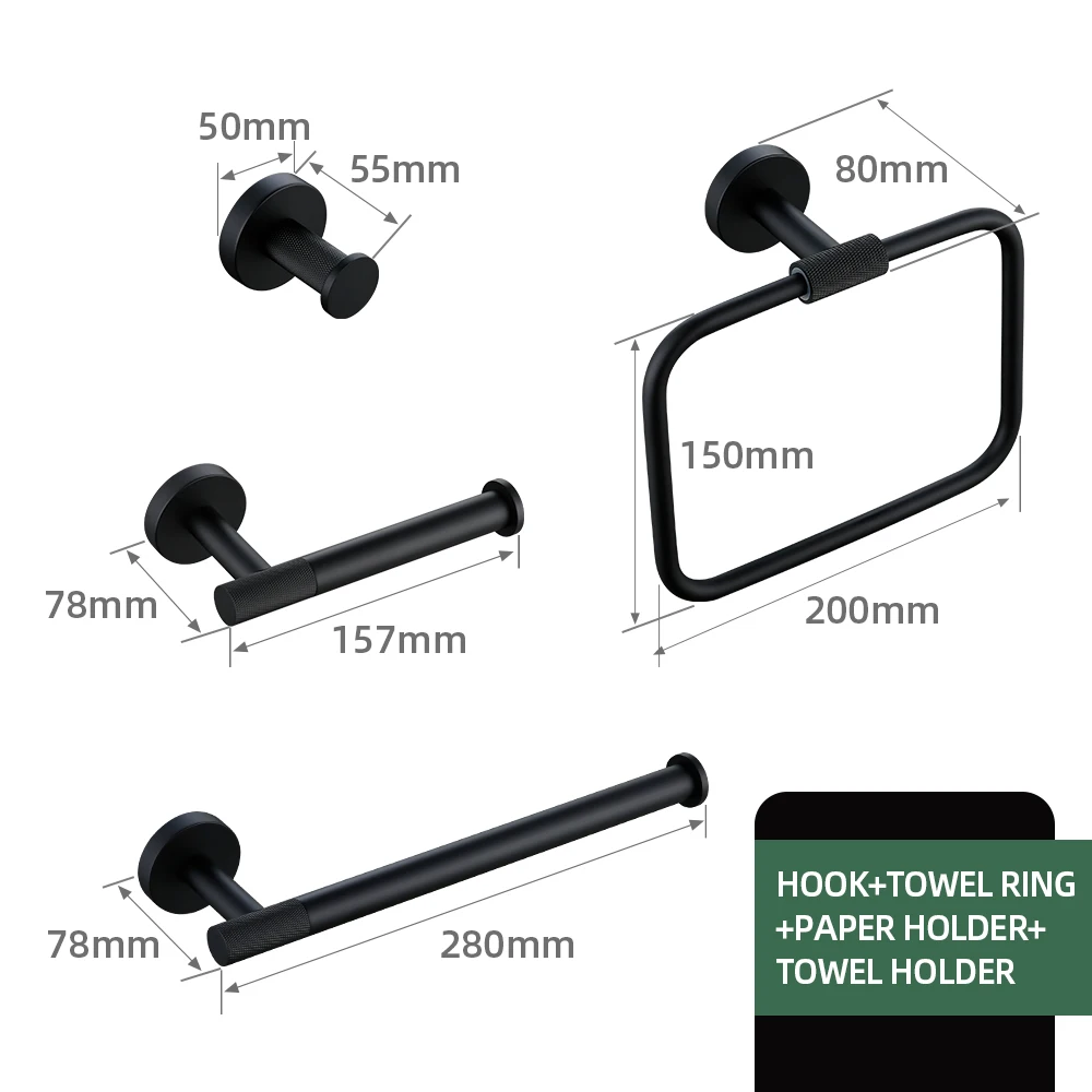 أسود اكسسوارات الحمام النحاس مخرش عدة ورقة حامل من...