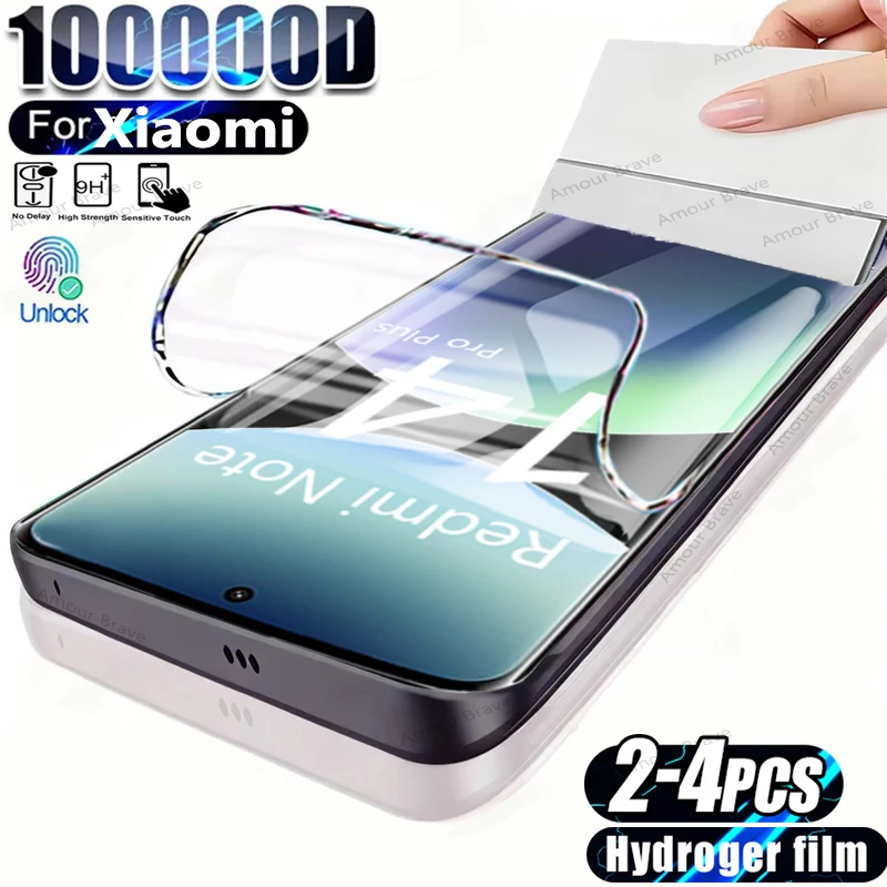 2-4 шт. Гідрогелева плівка для Xiaomi Redmi Note 14 Pro Plus 13 12 11 Screen Protector Redmi Note 14s 13 15 5G 4G 15 Pro Plus Гелева плівка