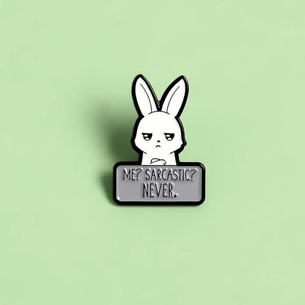 

Punk ME SARCASTIC NEVER.Rabbit Enamel Pins Bunny Brooches for Women Lapel Bag Cartoon Badge Jewelry Gift for Friends Brosche