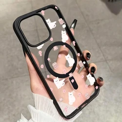 Pink Cute Cartoon Cat Magnetic Phone Case with Magsafe Compatibility - Galaxy S23 Ultra (Black)