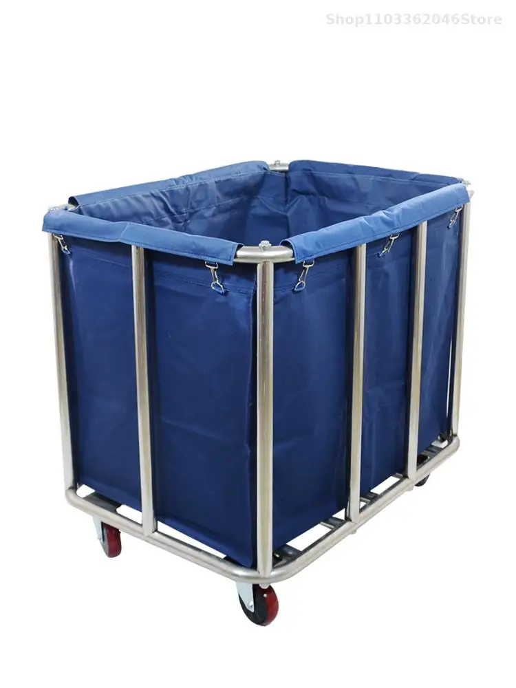 Thickened Hotel Room Special Linen Cart Hotel Laundry Stainless Steel Dirty Storage Car Service Driver Push