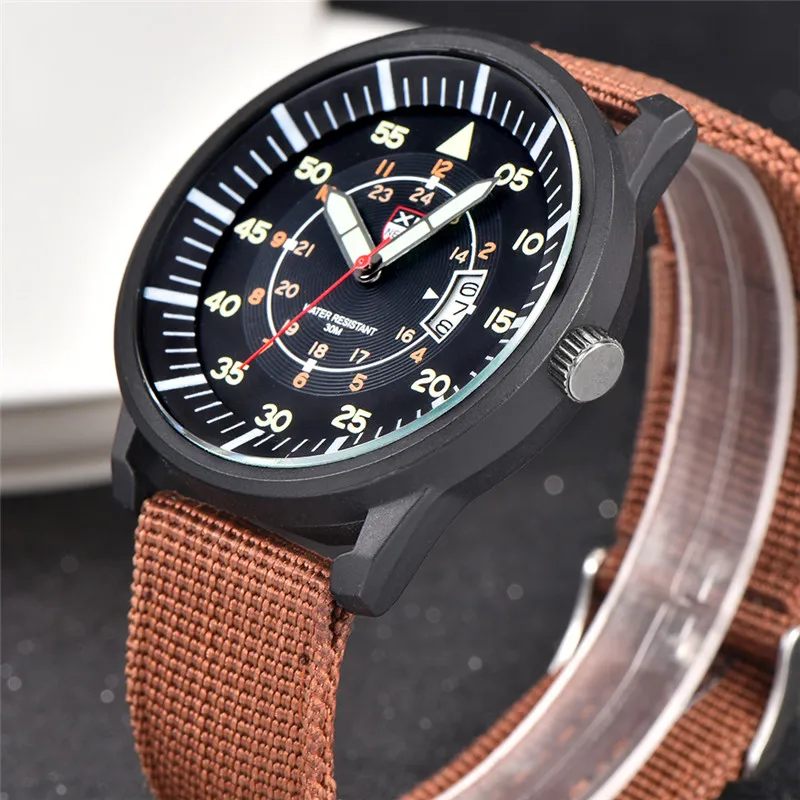 Genuine XINEW Brand Men Watches Students Boys Fashion Casual Nylon Band Sports Date Quartz Watch Black Relogios Masculinos 2025