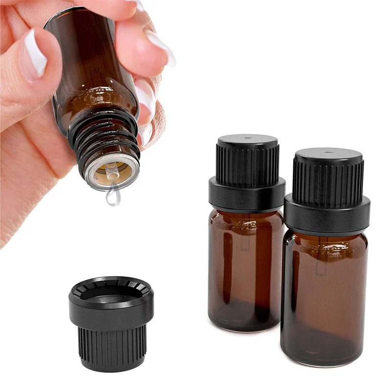 Lot De 6 Flacons Verre Ambré 20 Ml - Avec Compte-gouttes Et Bouchon Noir, Pour Huiles Essentielles Et Parfums