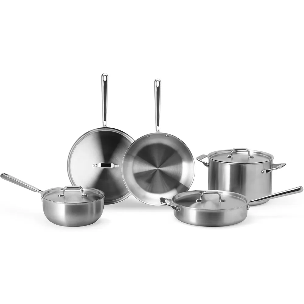Description Picture 2 of item5-Ply Stainless Steel Cookware Set: 3 QT Stainless Steel Saucier with Lid,Saute Pan with Lid & 10" Frying Pan-Excellent Searing,