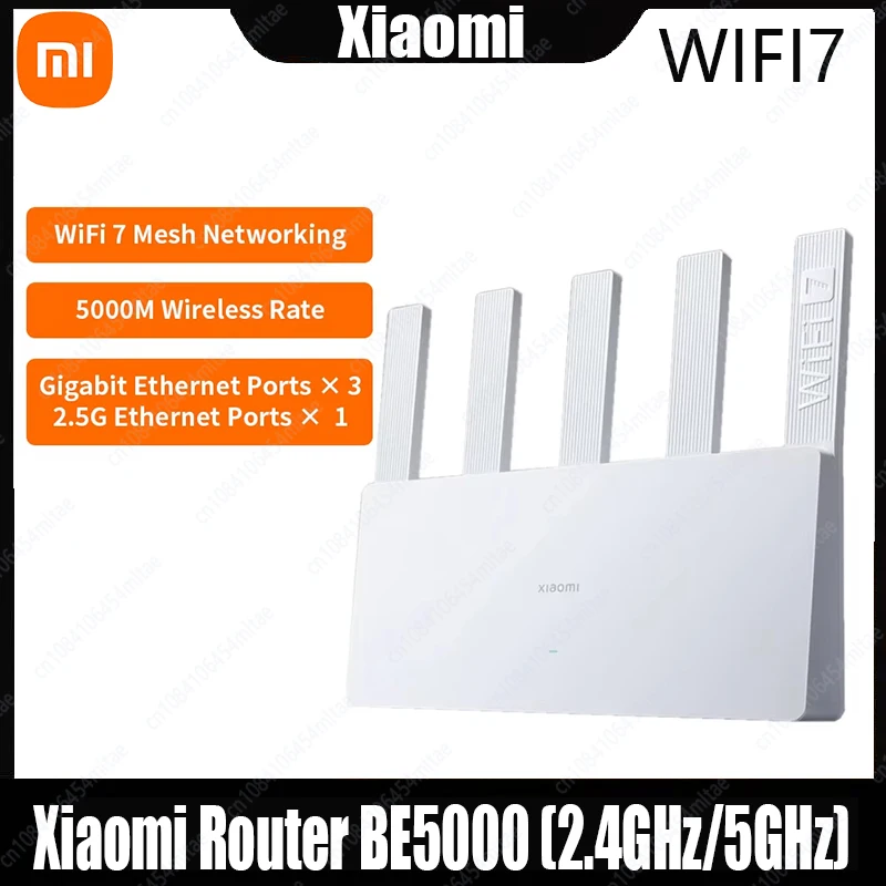 Xiaomi Mijia Wireless Router BE5000 Wi-Fi 7 2.4/5GHz Mesh Dual-Frequency 2.5G High-Speed Network Port IPTV OFDMA Signal Amplifier