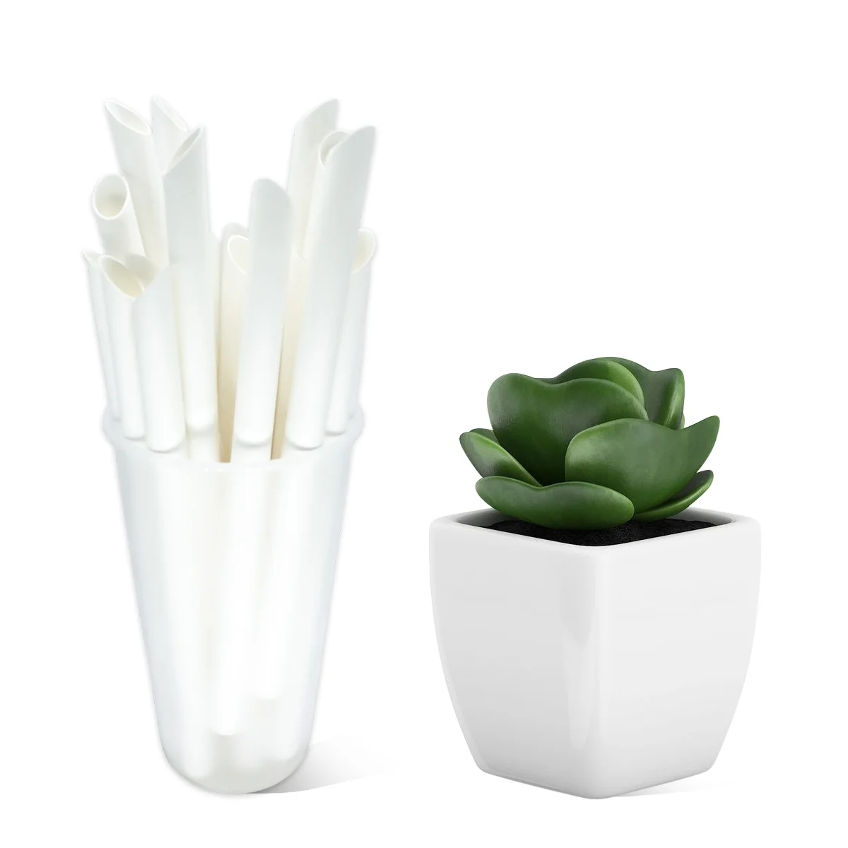 300pcs Paper Straws Bubble Tea White Drinkware Biodegradable Disposable Straw for Drinking and Crafts 12*190mm*100p+6*197mm*200p
