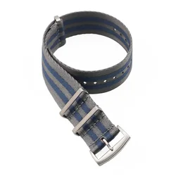 Breathable Military - Style Nylon Watch Strap with Stainless Steel Buckle - 22mm (Gray Blue)